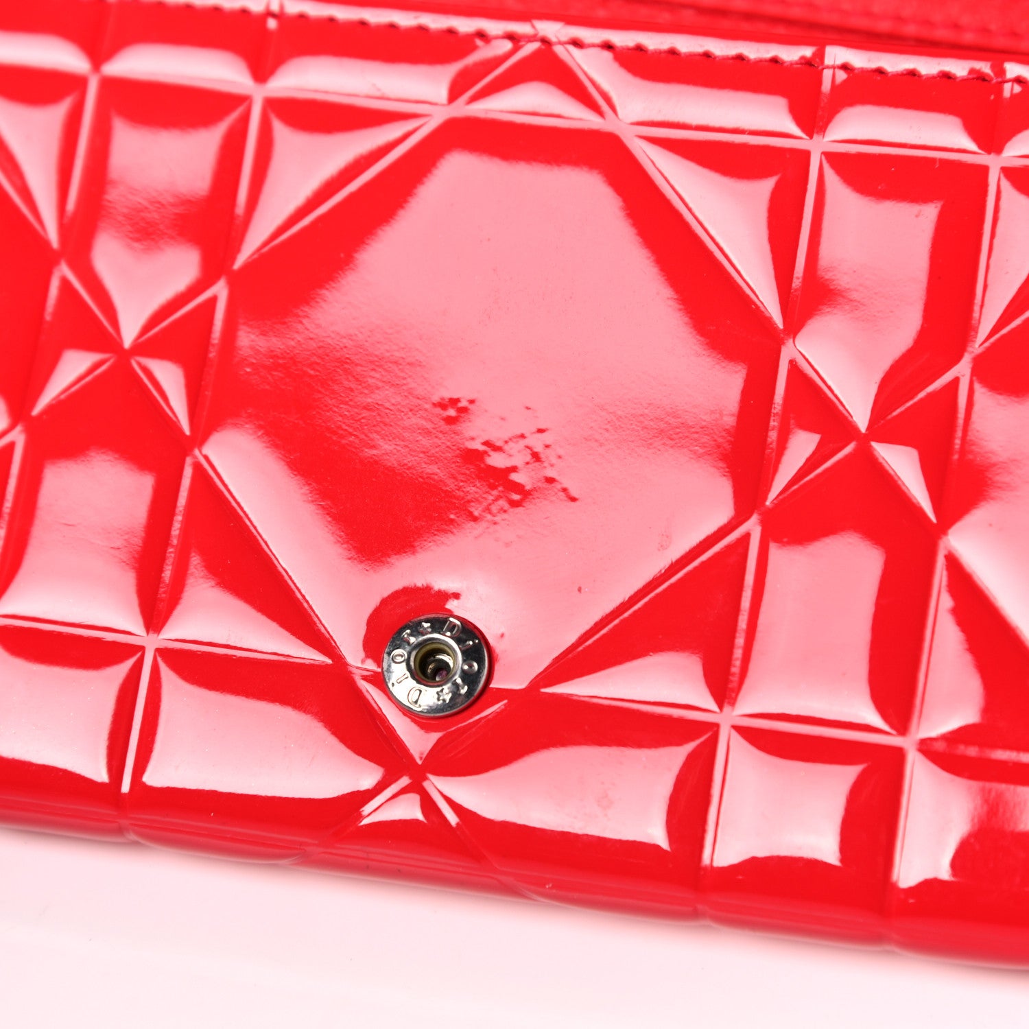 Christian Dior Patent Cannage Lady Dior Rendezvous Wallet On Chain Red 14 of 14