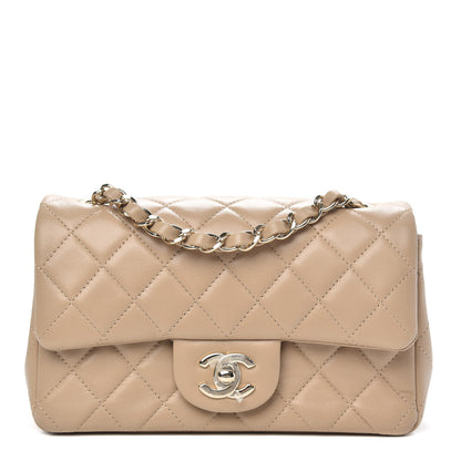 Chanel Lambskin Quilted Mini Rectangular Flap Dark Beige 1 of 10