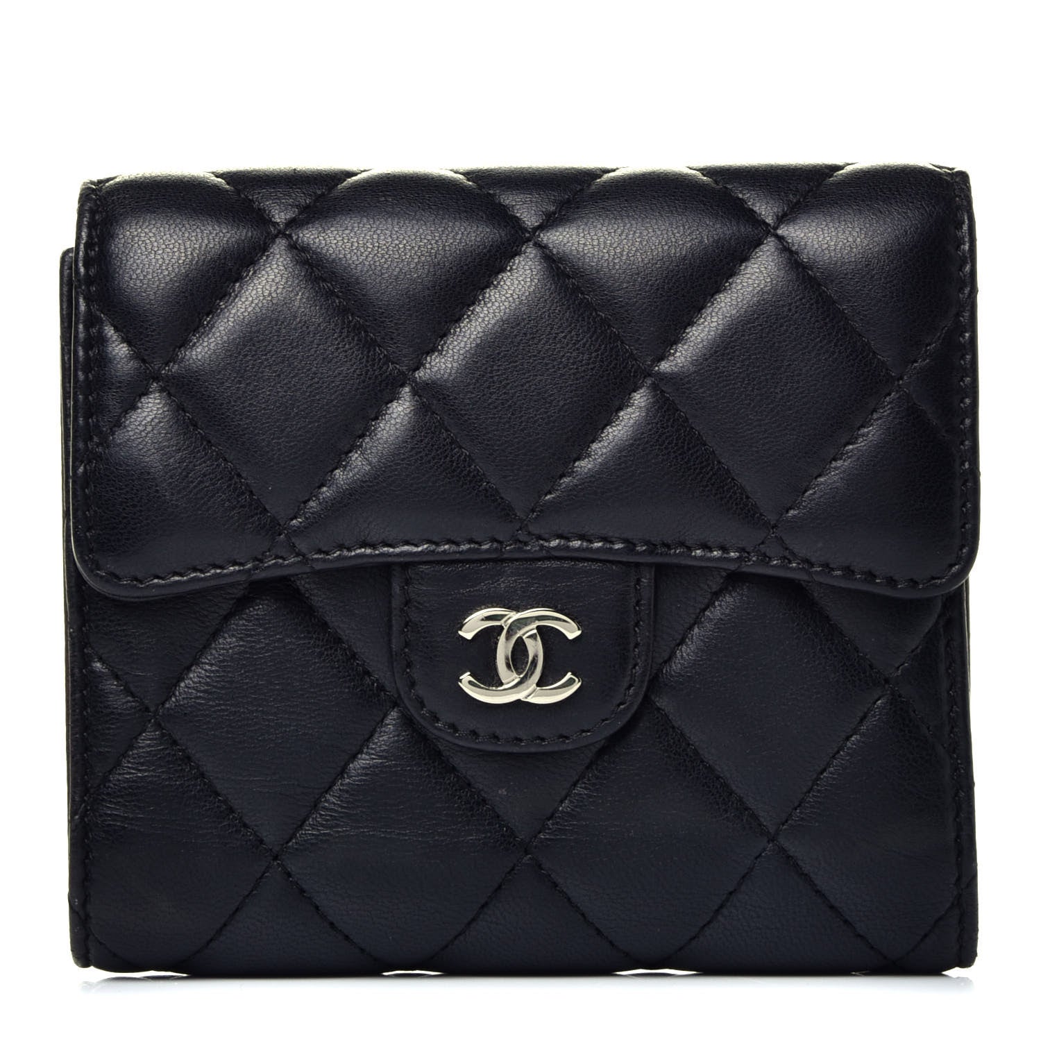 Chanel Lambskin Quilted Compact Flap Wallet Black 1 of 7