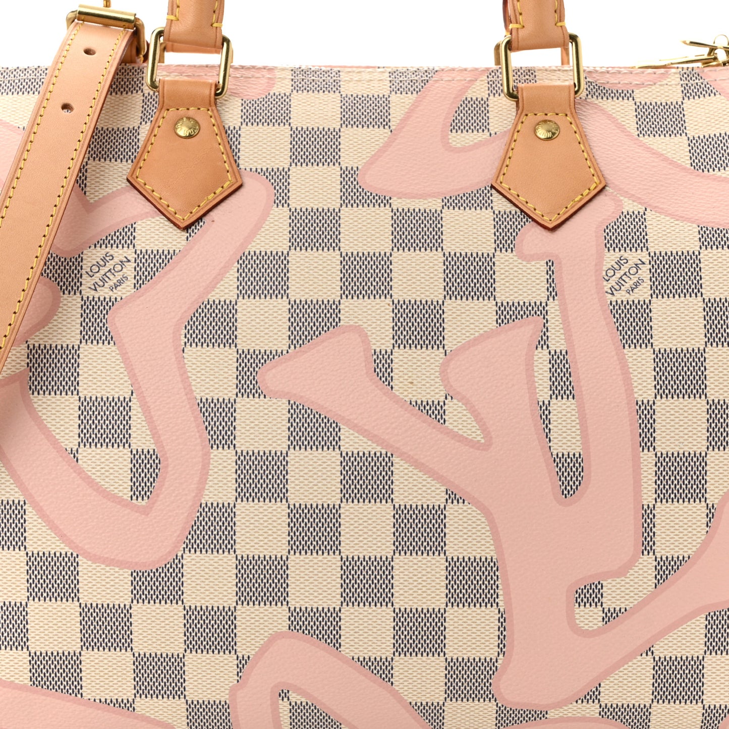 Damier Azur Tahitienne Speedy Bandouliere 30 Rose Ballerine