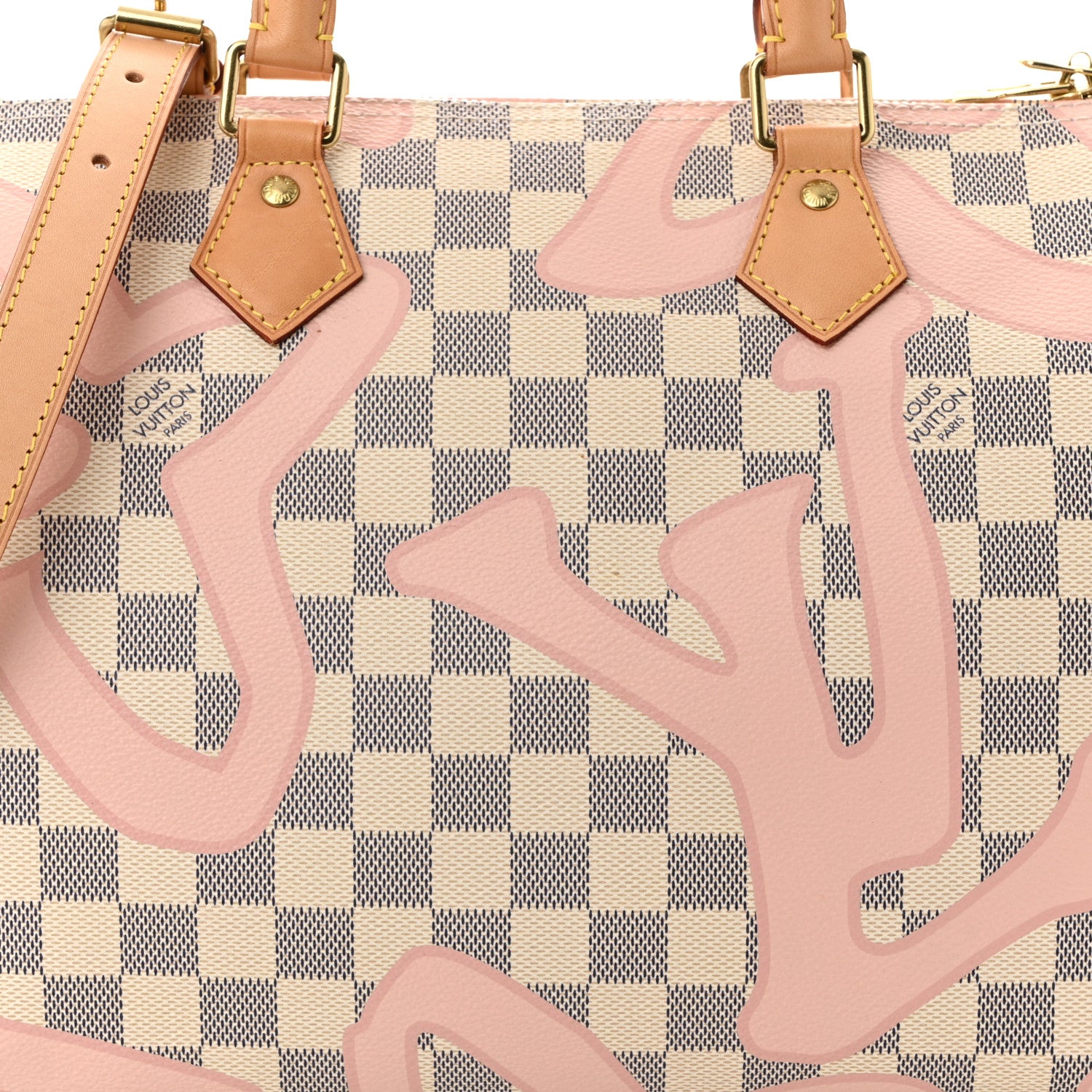 Louis Vuitton Damier Azur Tahitienne Speedy Bandouliere 30 Rose Ballerine 8 of 10