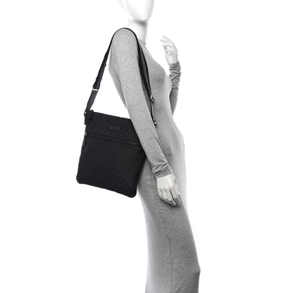 Gucci Nylon Monogram Medium Flat Messenger Bag Black 2 of 10