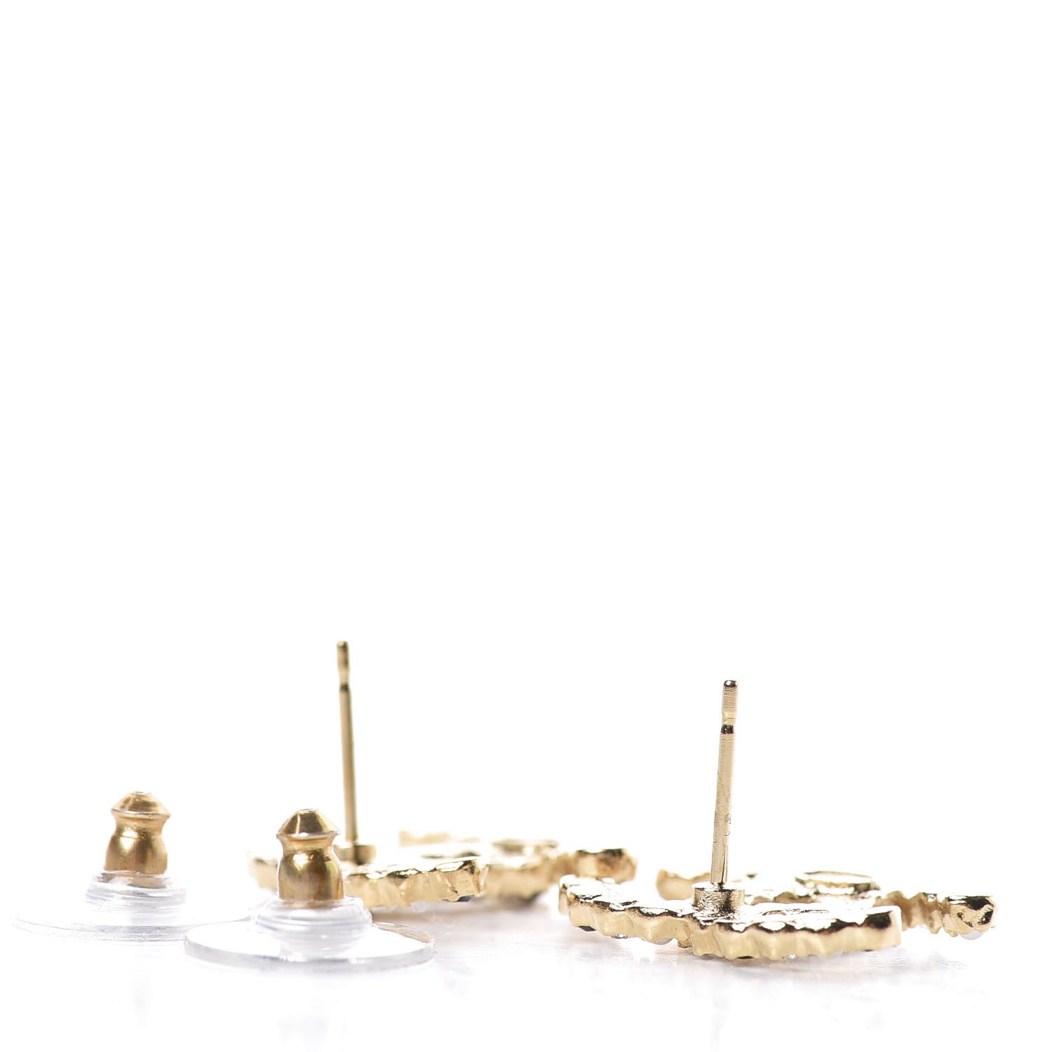 Chanel Resin Pearl Crystal CC Earrings Gold Black 3 of 4
