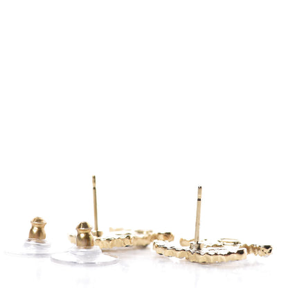 Chanel Resin Pearl Crystal CC Earrings Gold Black 3 of 4