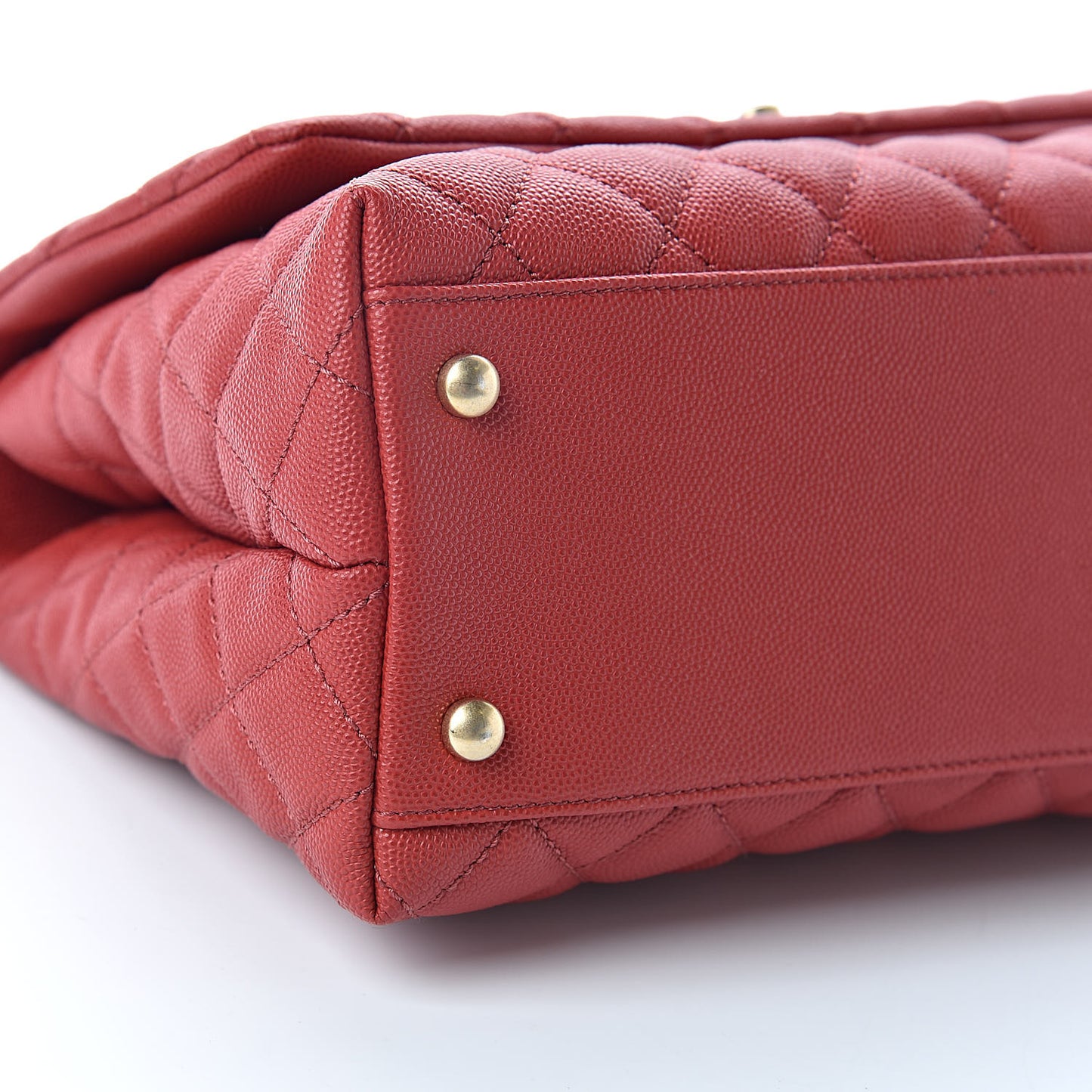 Caviar Lizard Embossed Quilted Small Coco Handle Flap Red