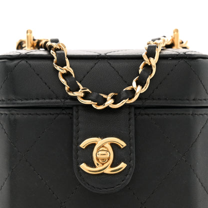 Chanel Lambskin Quilted Vanity Clutch With Chain Black 8 of 11