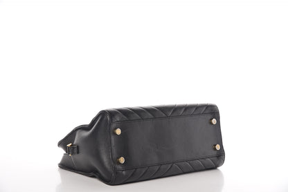 Saint Laurent Calfskin Matelasse Chevron Small Monogram Cabas Black 4 of 8