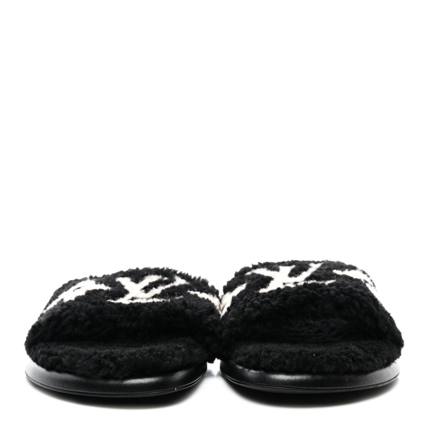 Louis Vuitton Shearling Magnetic Flat Mule 38 Black 2 of 8