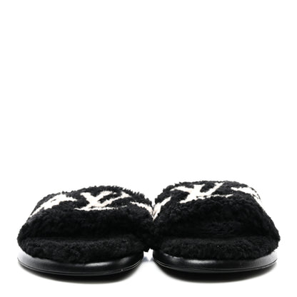 Louis Vuitton Shearling Magnetic Flat Mule 38 Black 2 of 8