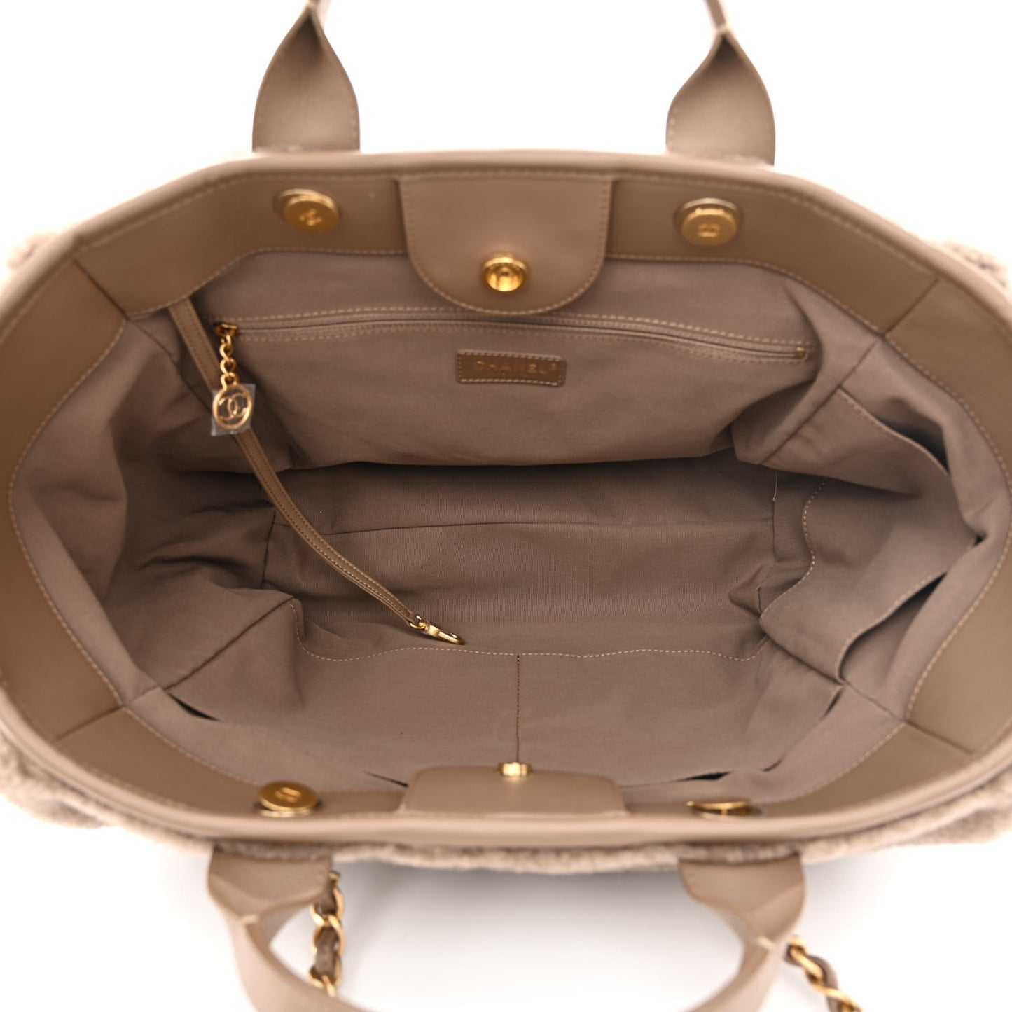 Shearling Lambskin Medium Deauville Tote Brown