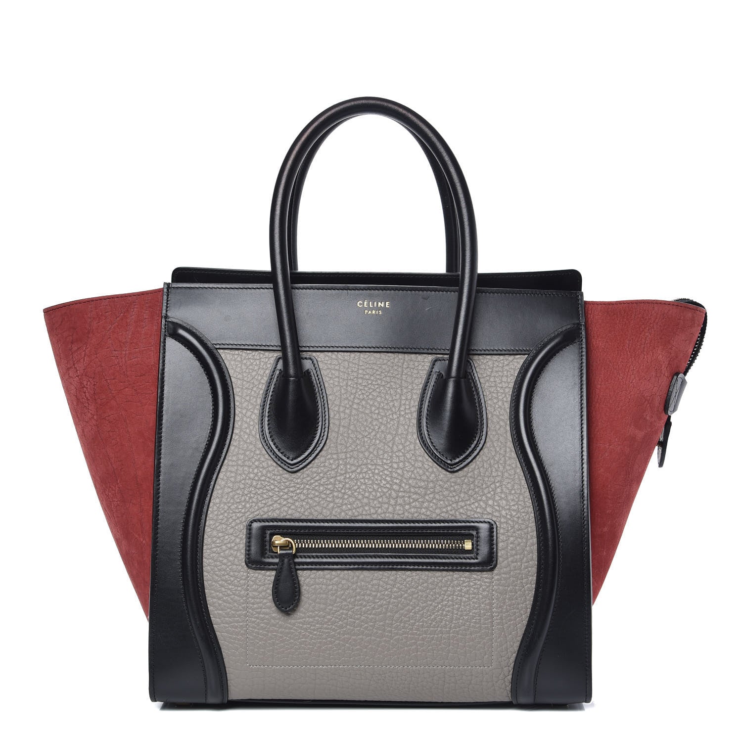 Celine Bullhide Calfskin Suede Mini Tri-Color Luggage Dark Ruby 1 of 13