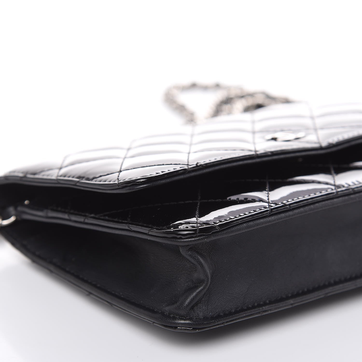 Chanel Patent Quilted Wallet On Chain WOC Black 9 of 15