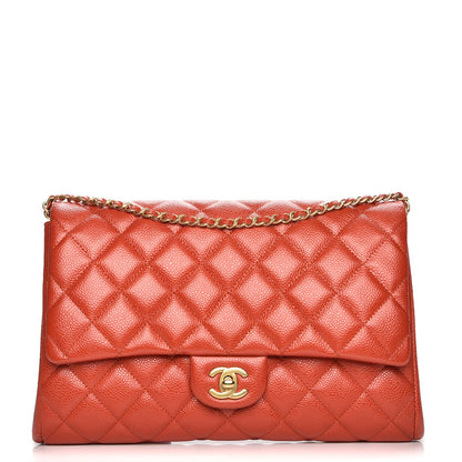 Chanel Caviar Quilted Clutch with Chain Flap Orange 1 of 8
