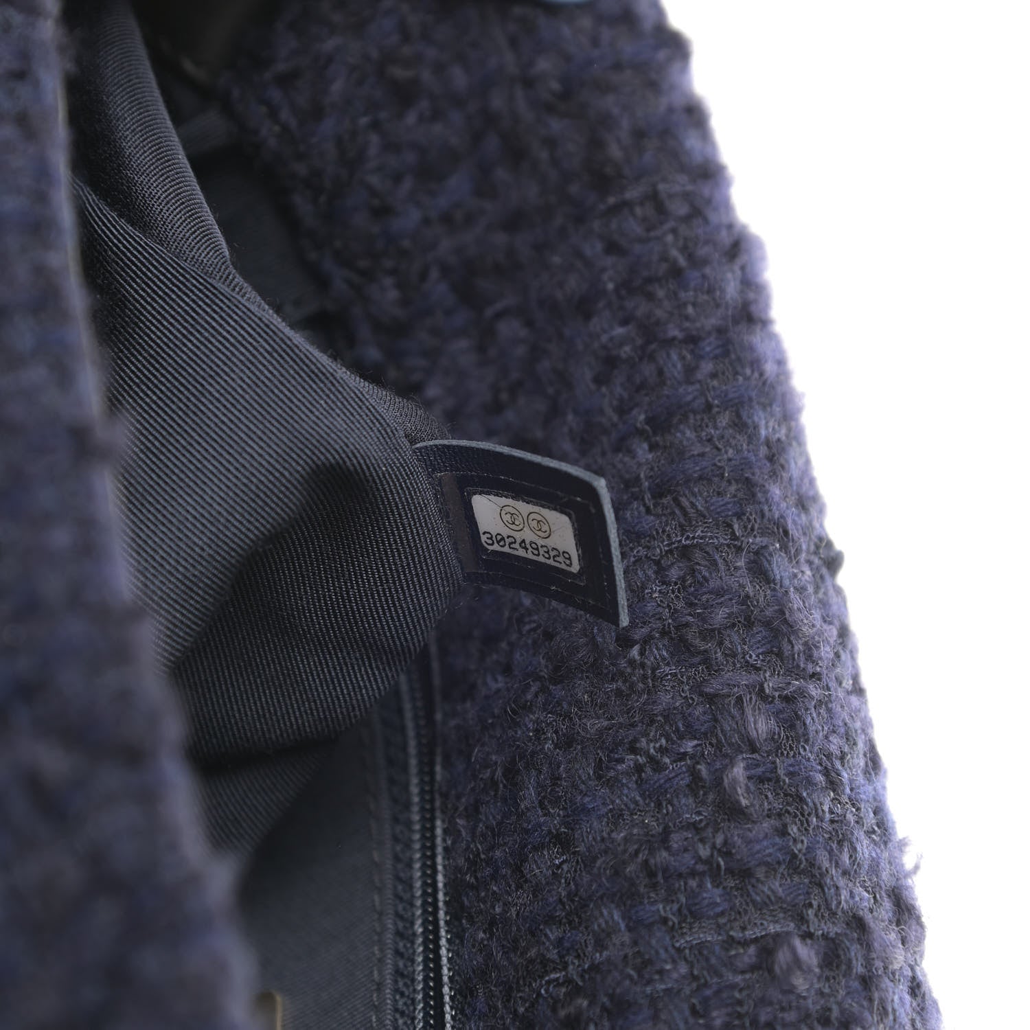 Chanel Tweed Quilted Large Chanel 19 Flap Navy Blue 8 of 12