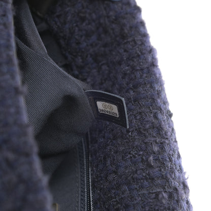 Chanel Tweed Quilted Large Chanel 19 Flap Navy Blue 8 of 12