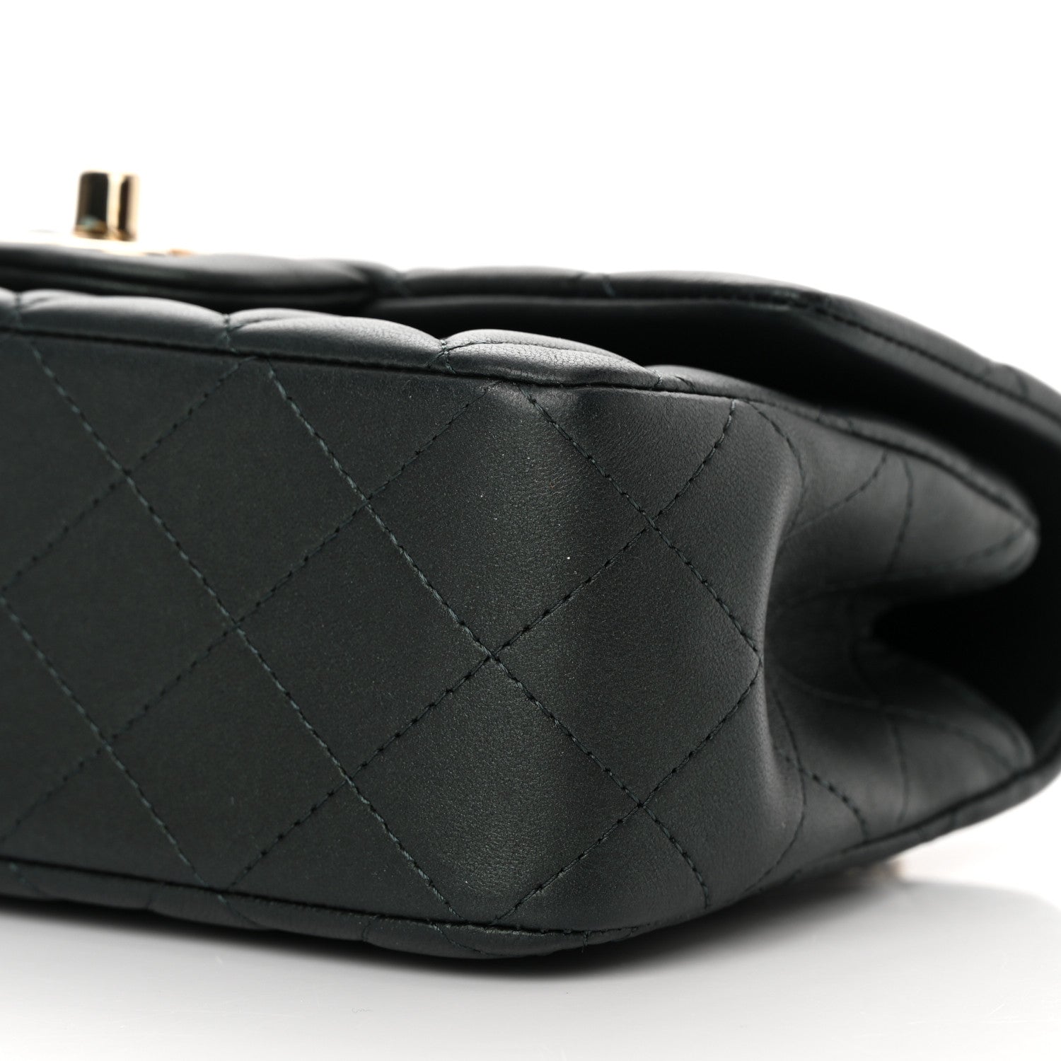 Chanel Iridescent Lambskin Quilted Mini Top Handle Rectangular Flap Dark Green 10 of 14