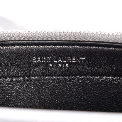 Saint Laurent Metallic Fabric Monogram Envelope Chain Wallet Silver 6 of 11