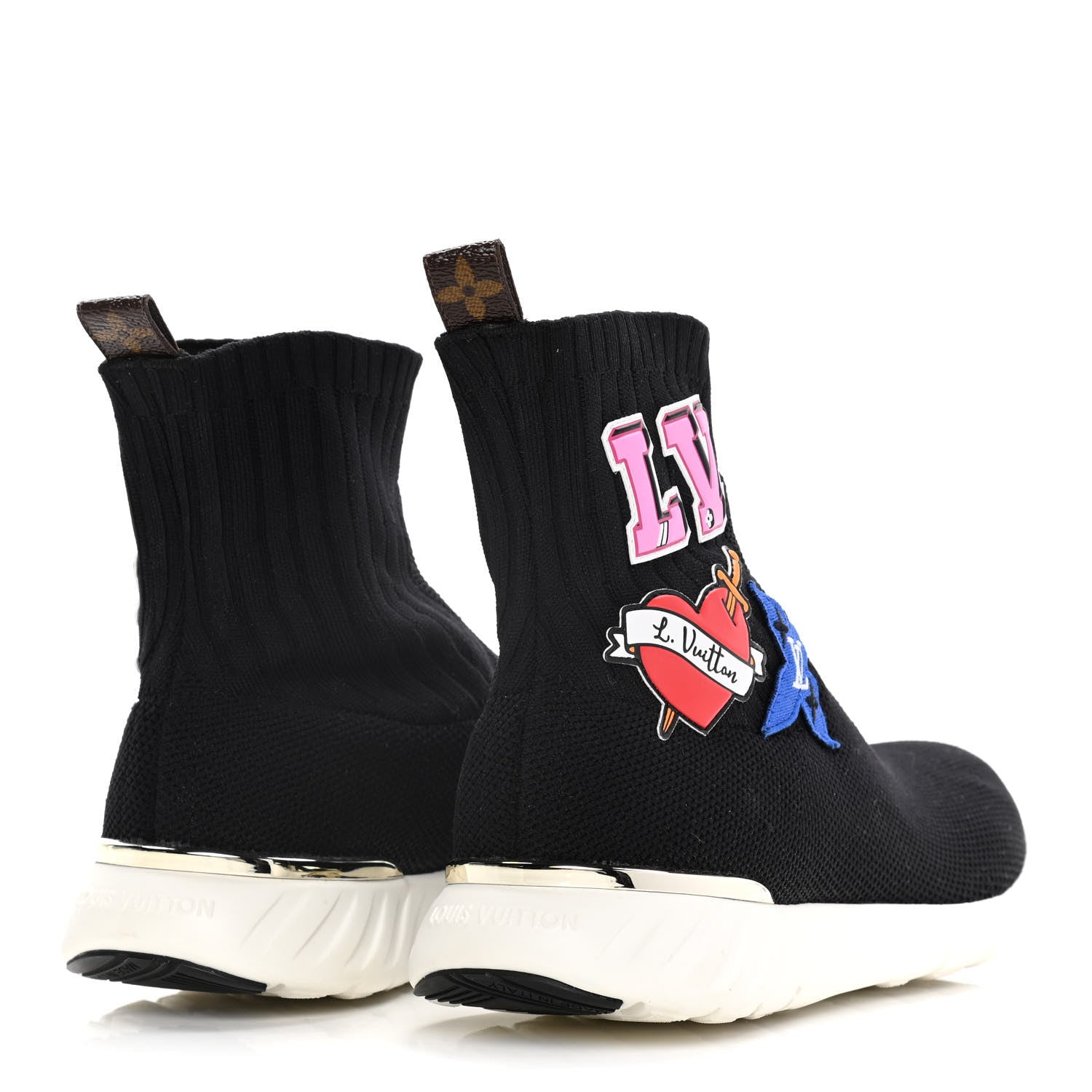 Louis Vuitton Stretch Fabric LV Black Heart Sock Sneaker 39 Black 4 of 12