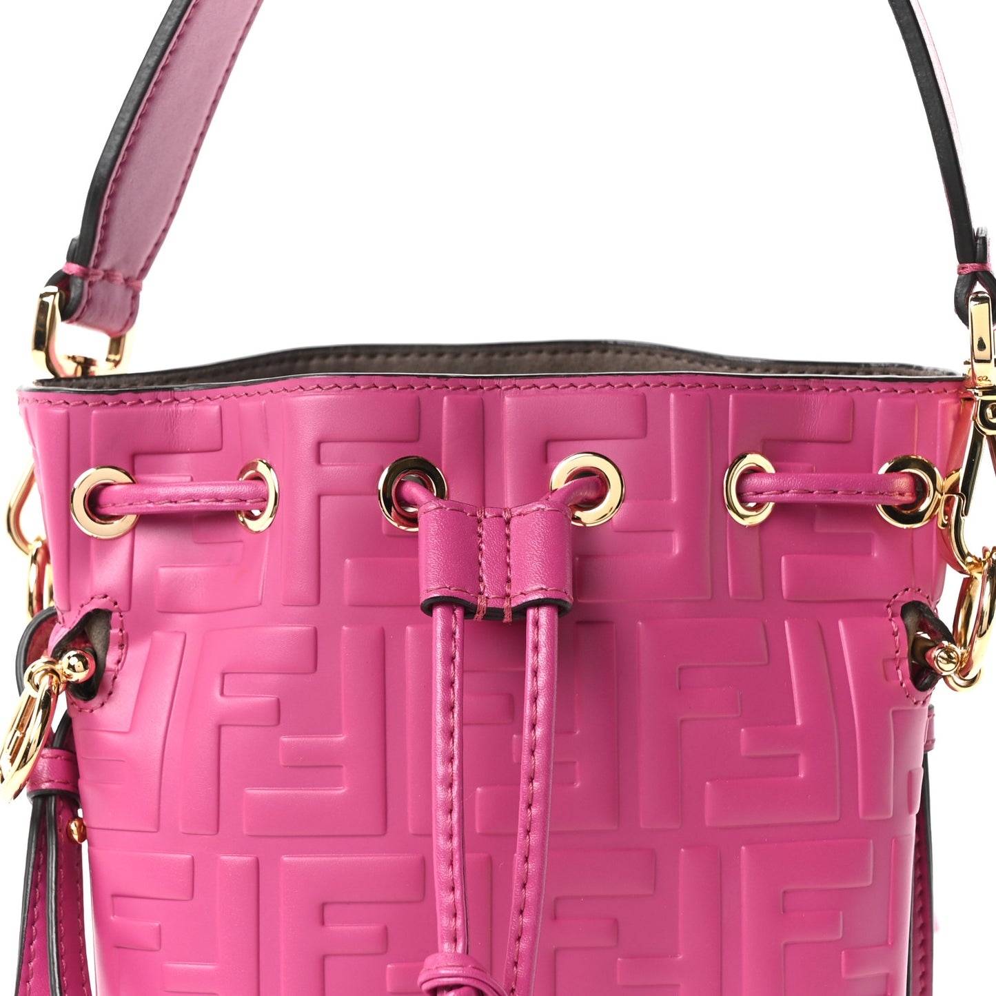 Vitello Liberty F is Fendi FF 1974 Embossed Mini Mon Tresor Bucket Bag Ciclamino Pilar