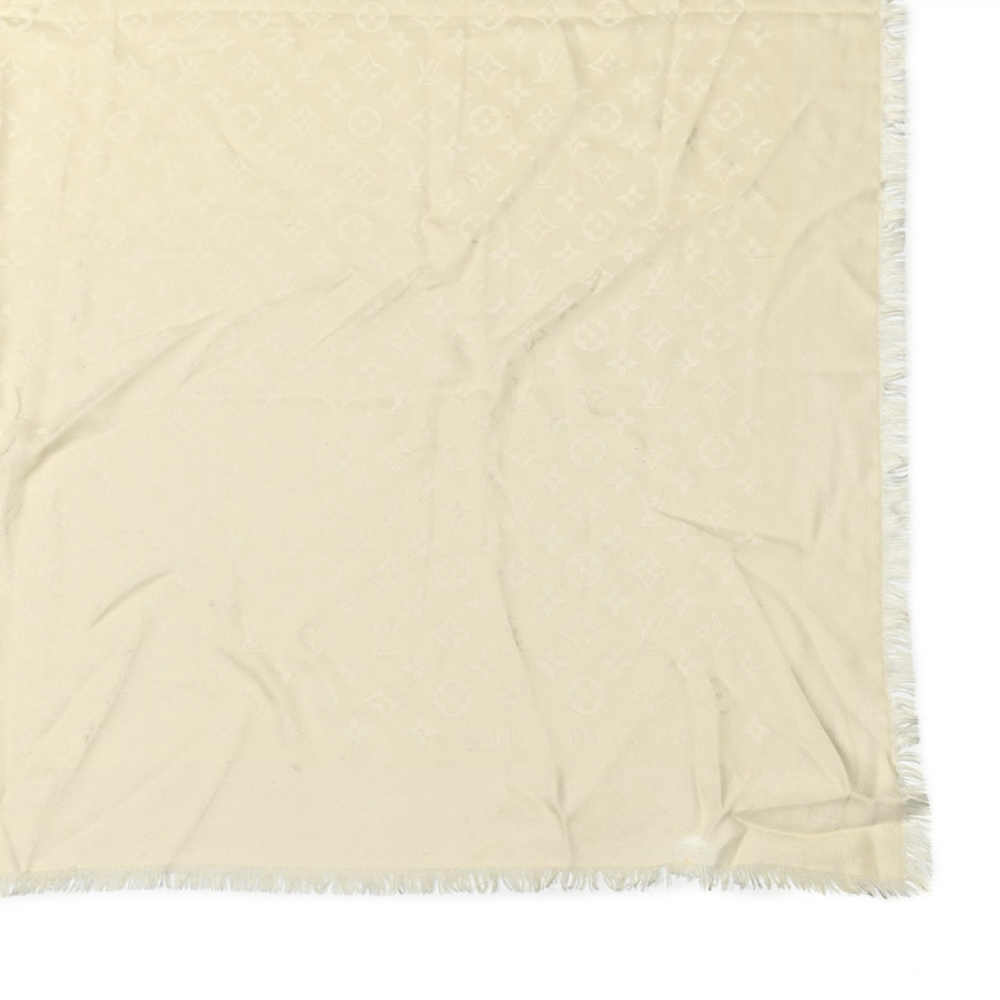 Silk Wool Monogram Shawl Beige