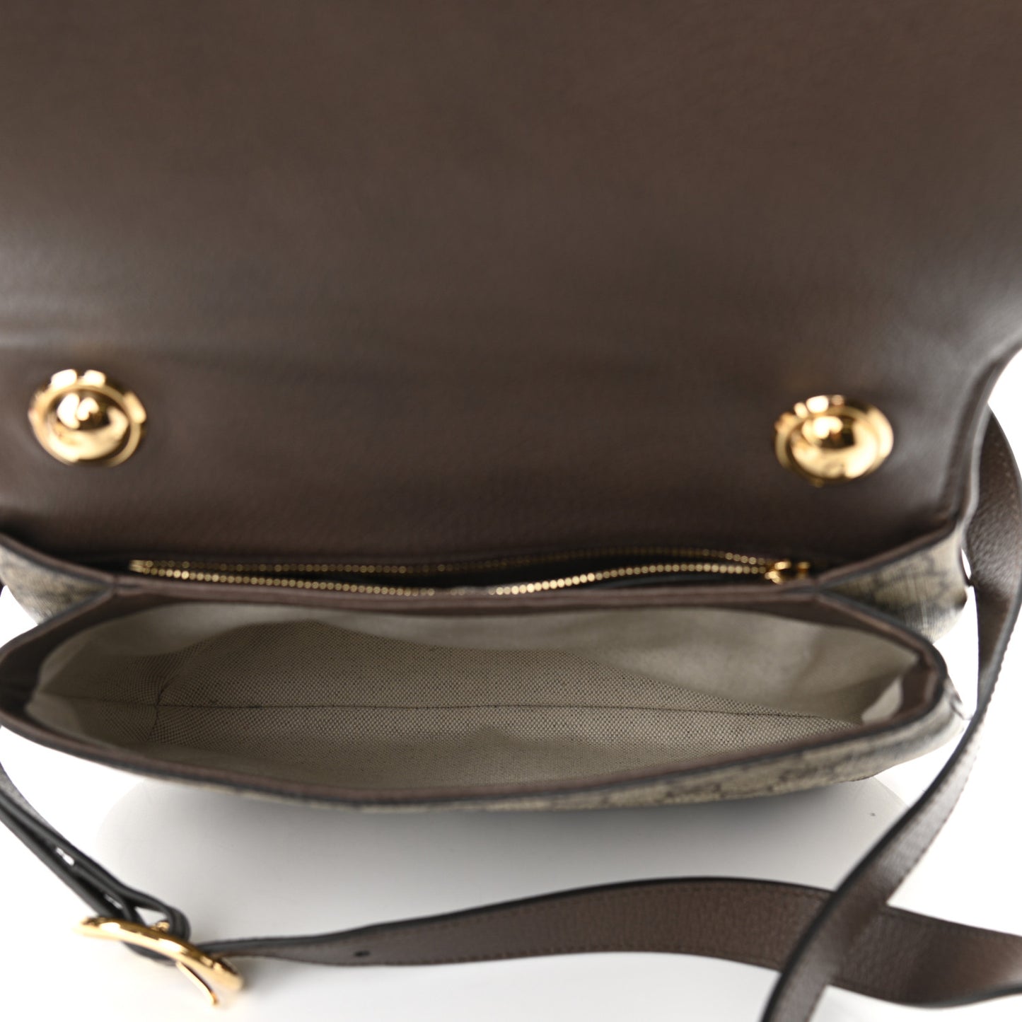 GG Supreme Monogram Textured Dollar Calfskin Web Medium Blondie Shoulder Flap Bag Beige Ebony New Acero