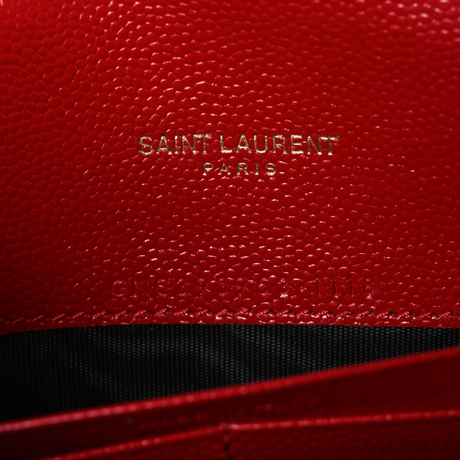 Saint Laurent Grain De Poudre Matelasse Chevron Monogram Envelope Chain Wallet Bandana Red 7 of 11
