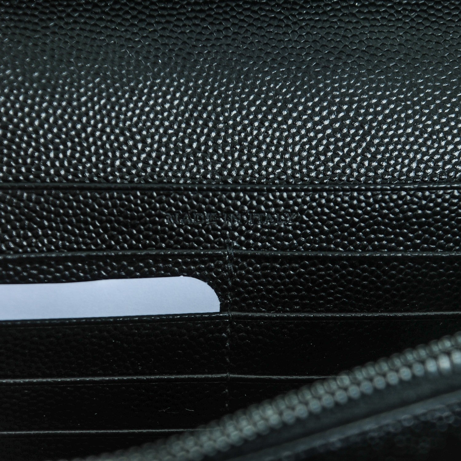 Saint Laurent Bi-Color Grain De Poudre Matelasse Chevron Monogram Chain Wallet Black White 6 of 8