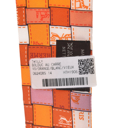 Hermes Silk Bolduc Au Carre Twilly Orange Blanc Vieux 3 of 4