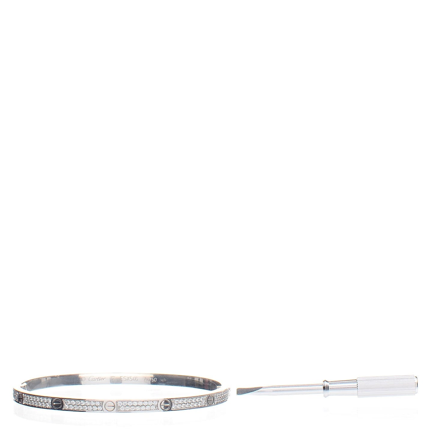 18K White Gold Diamond Small LOVE Paved Bracelet 17