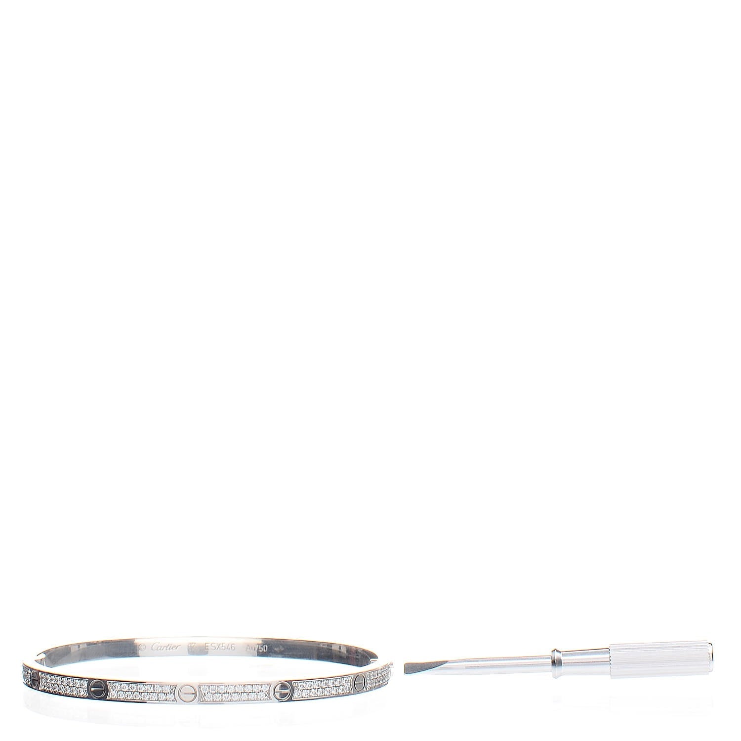 Cartier 18K White Gold Diamond Small LOVE Paved Bracelet 17 3 of 4