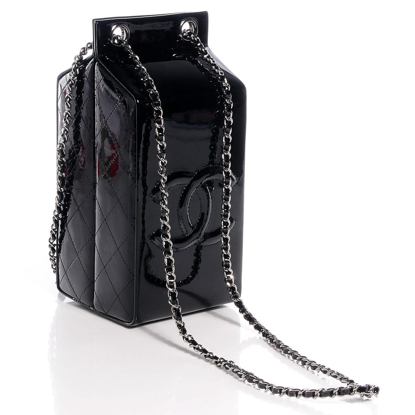 Patent Milk Carton Bag Black