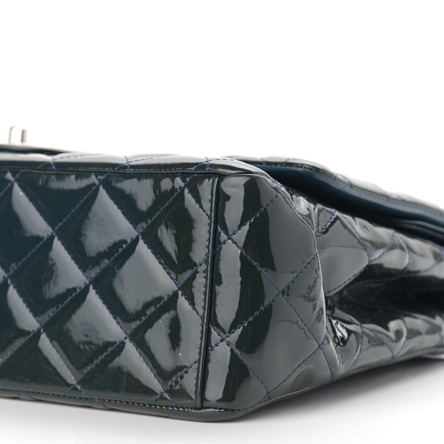 Patent Quilted Maxi Double Flap Blue