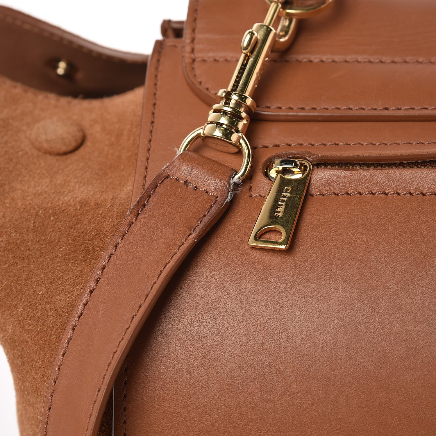 Celine Natural Calfskin Suede Medium Trapeze Tan 16 of 19