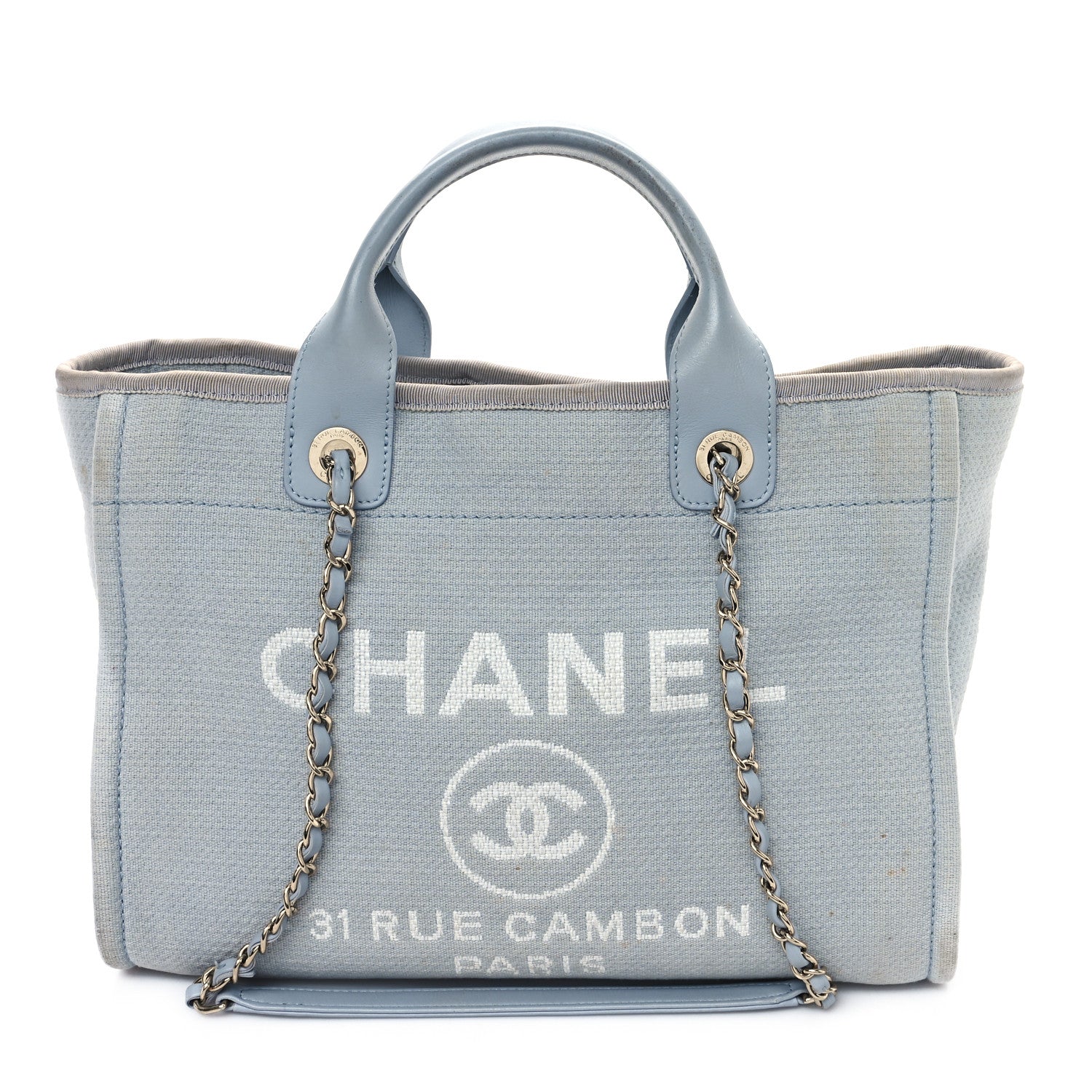 Chanel Mixed Fibers Small Deauville Tote Light Blue 1 of 13