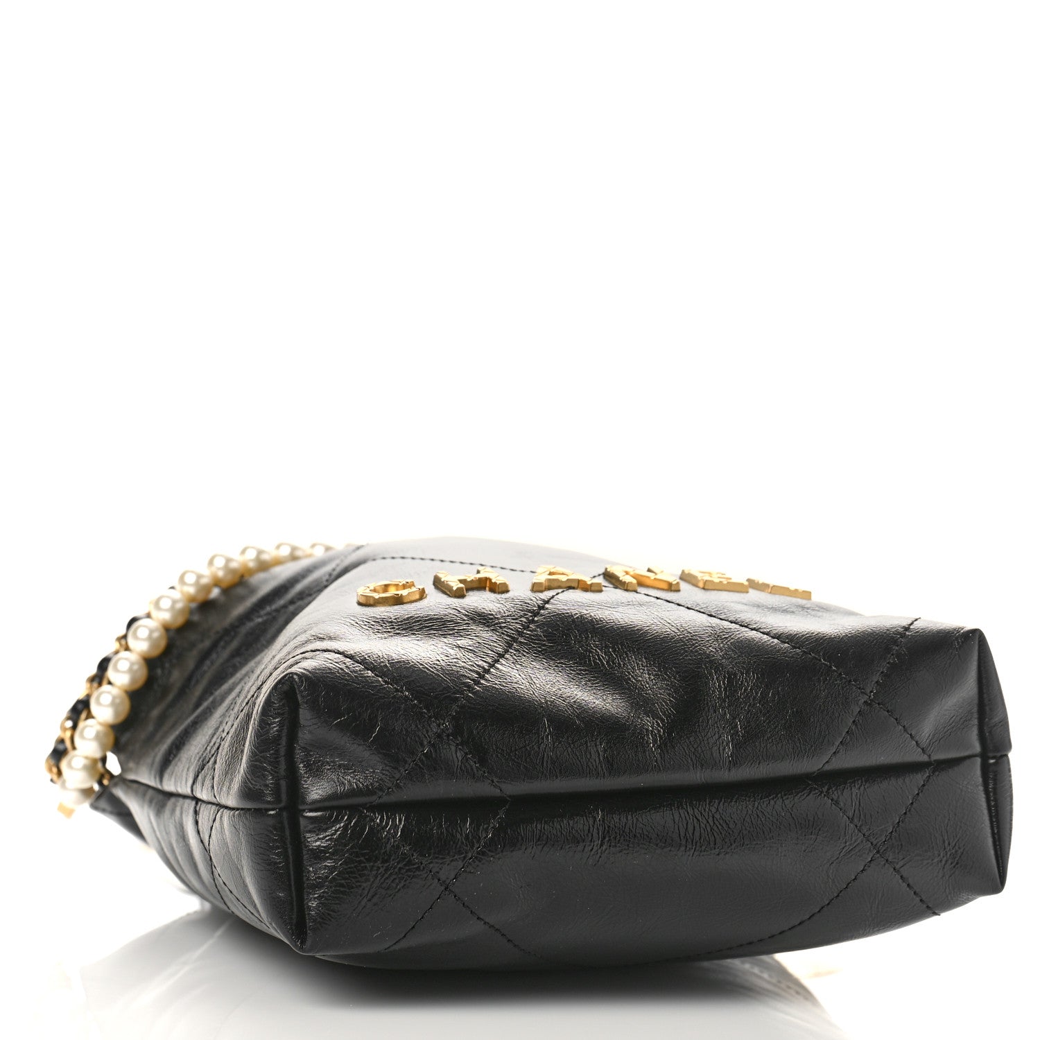 Chanel Shiny Crumpled Calfskin Quilted Pearl Mini Chanel 22 Black 4 of 9