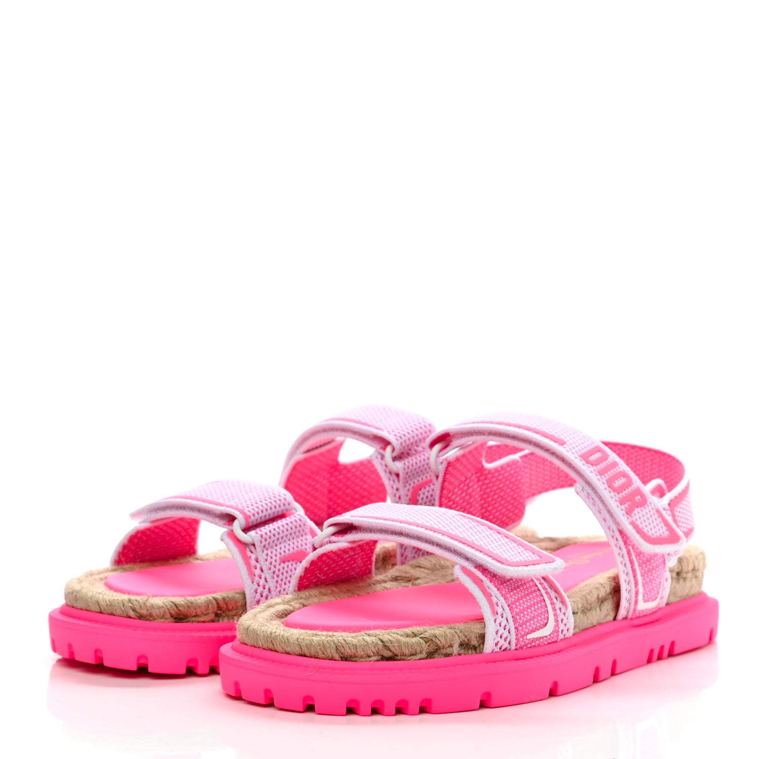 Christian Dior Technical Knit Jute Dioract 10mm Sandals 40 White Fuchsia 3 of 8