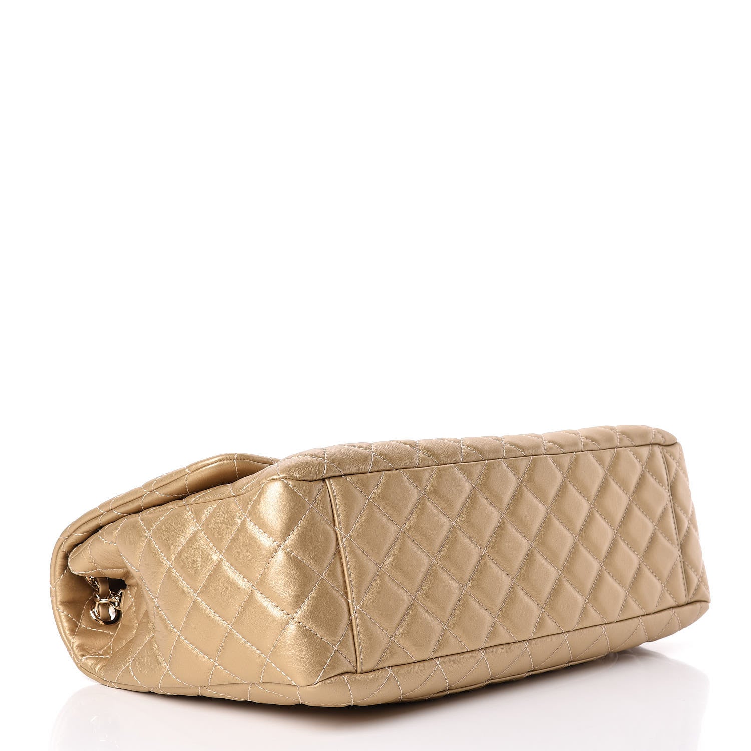 Chanel Metallic Calfskin Quilted Small XXL Travel Flap Bag Gold 4 of 10