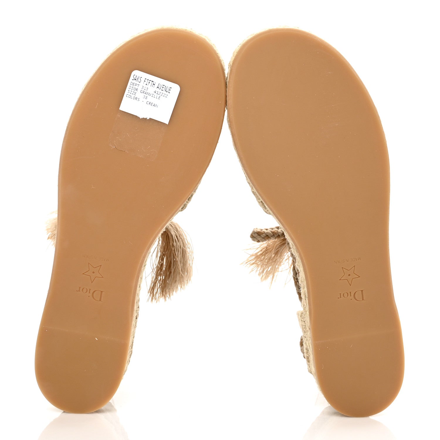 Christian Dior Canvas Embroidered Granville Ankle Tie Espadrille Flat Sandals 38 Cream 5 of 8