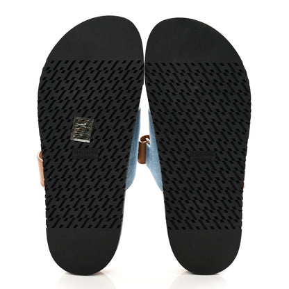 Hermes Denim Calfskin Womens Chypre Sandals 40.5 Bleu Clair Naturel 6 of 9
