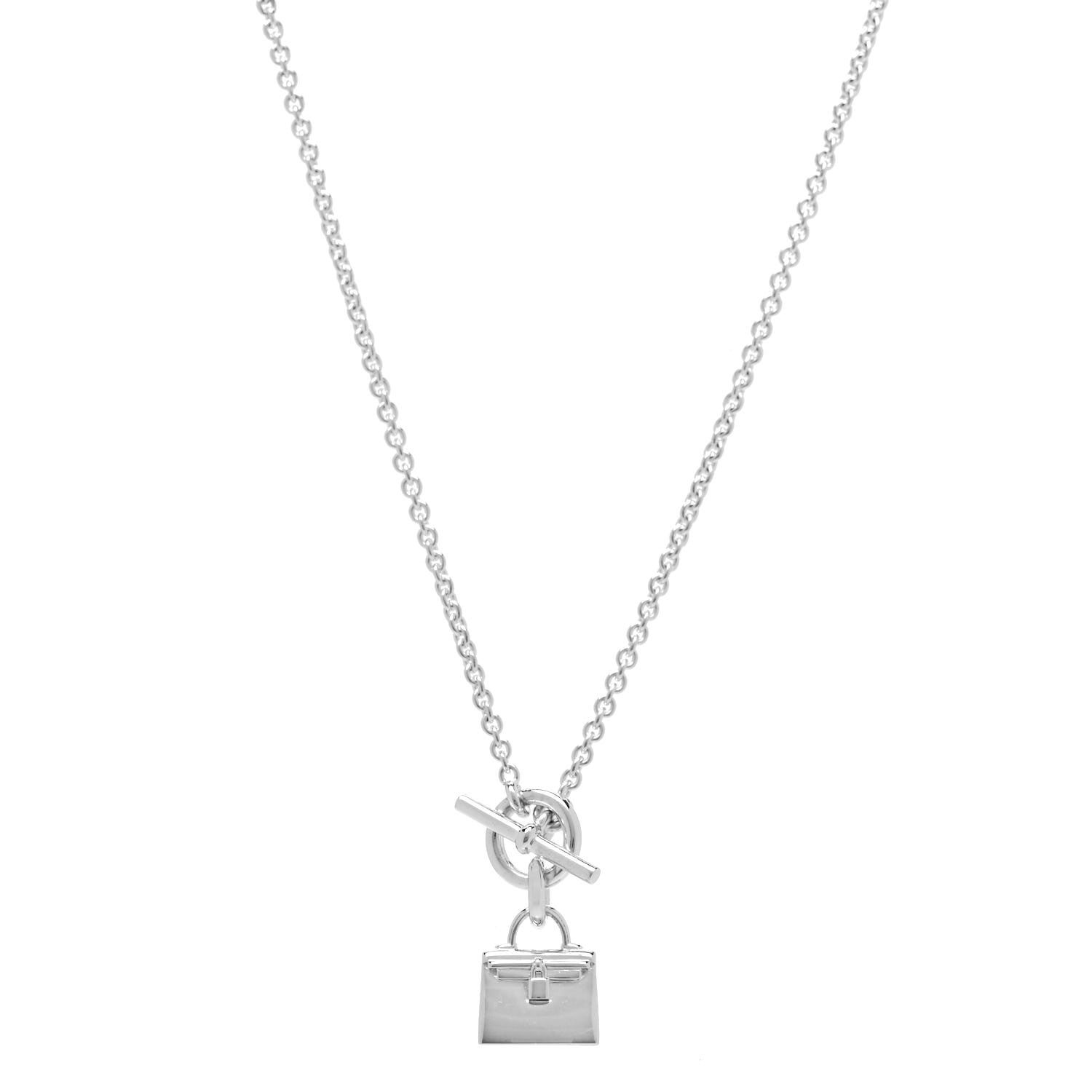 Hermes Sterling Silver Kelly Charm Pendant Necklace 1 of 5