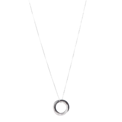 Cartier 18K White Gold Platinum Black Ceramic Diamond Trinity Pendant Necklace 1 of 7