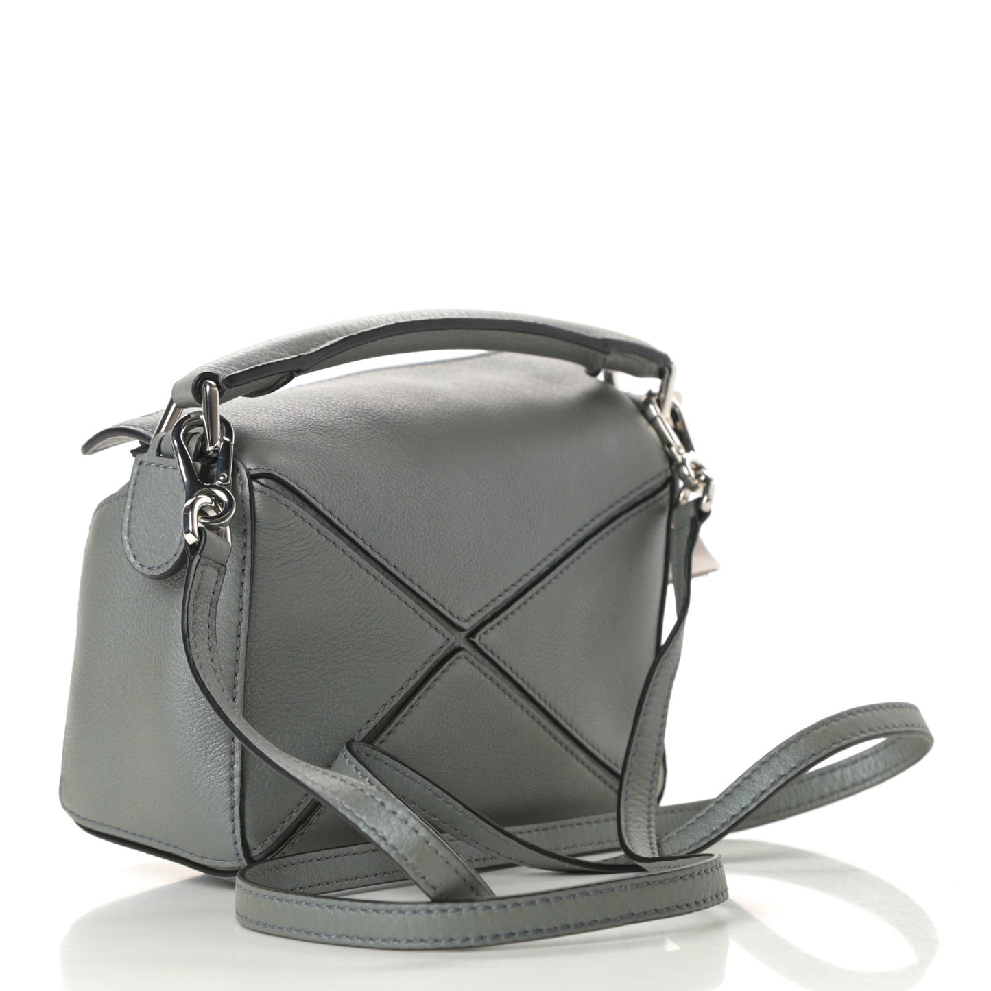 Metallic Calfskin Mini Puzzle Bag Gunmetal