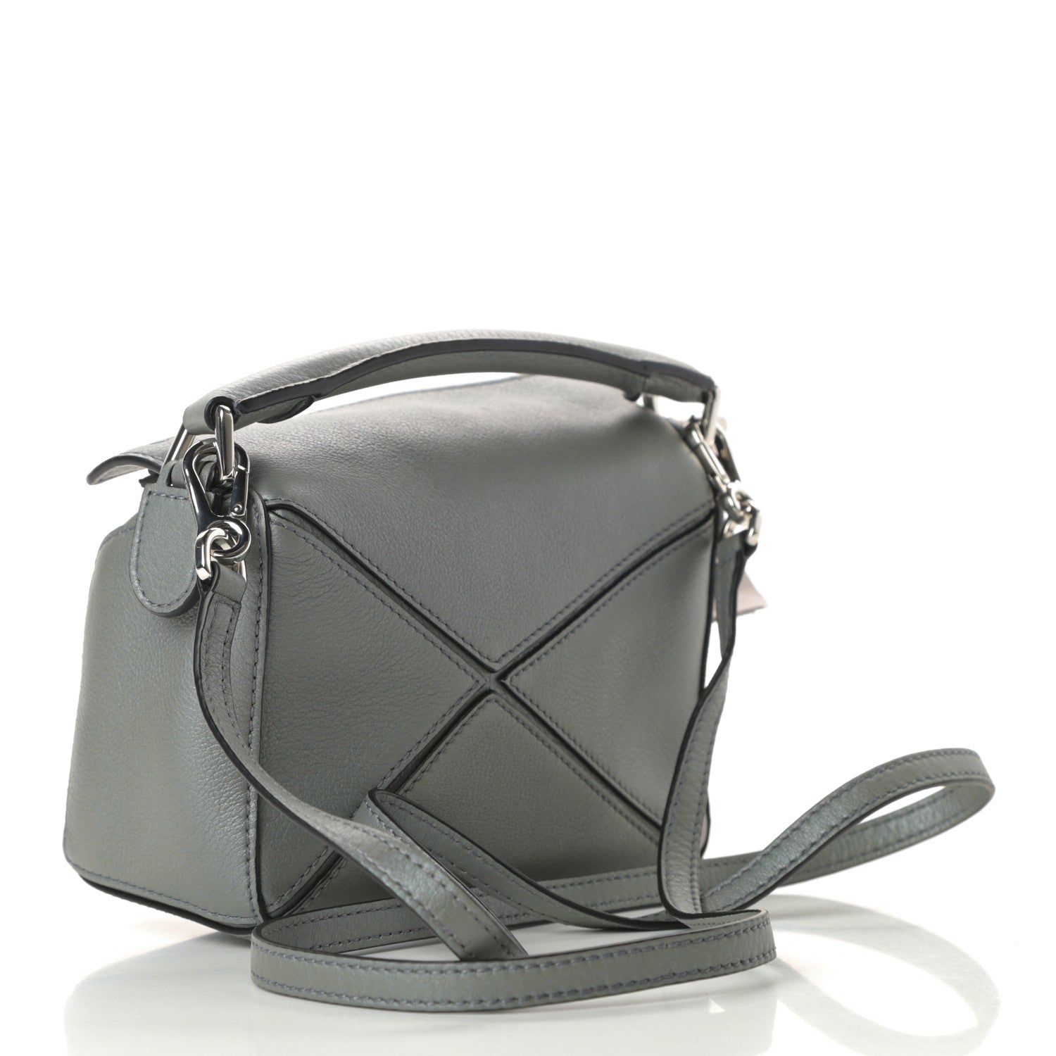 Loewe Metallic Calfskin Mini Puzzle Bag Gunmetal 3 of 10