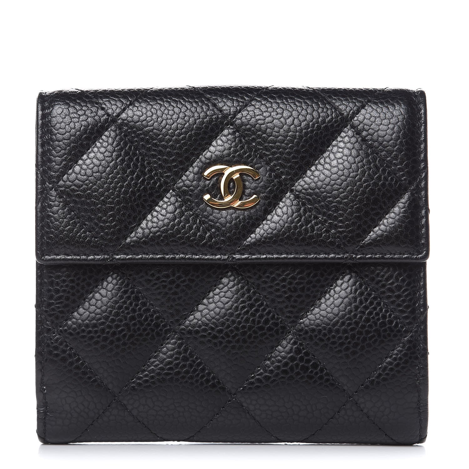 Chanel Caviar Quilted Compact French Flap Wallet Black 1 of 9