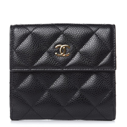 Chanel Caviar Quilted Compact French Flap Wallet Black 1 of 9