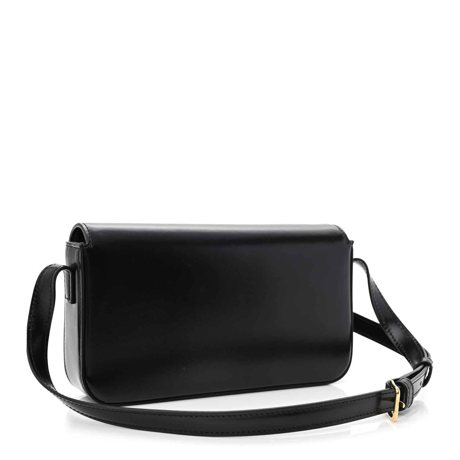 Celine Shiny Calfskin Triomphe Shoulder Bag Black 2 of 15