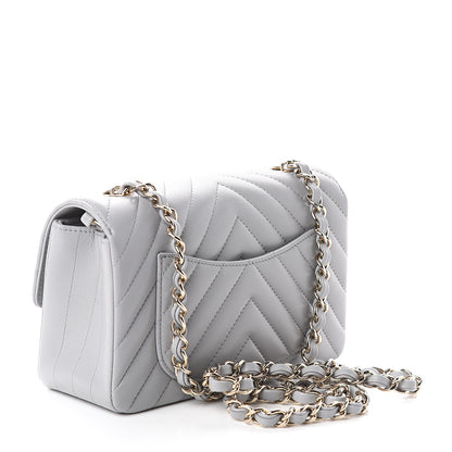 Chanel Lambskin Chevron Quilted Mini Rectangular Flap Grey 2 of 8