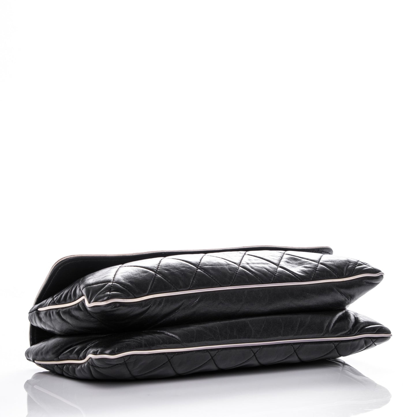 Lambskin East West Accordion Flap Black