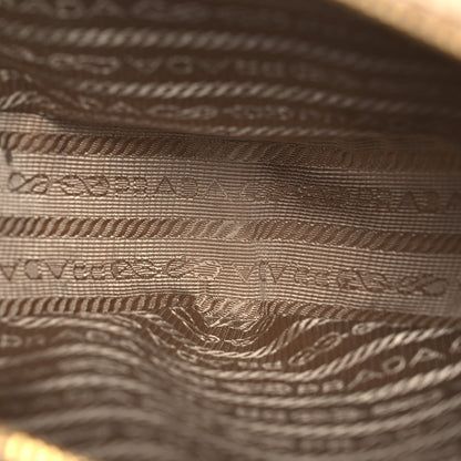 Prada Raffia Effect Crochet Metal Triangle Logo Mini Triangle Shoulder Bag Naturale 5 of 15