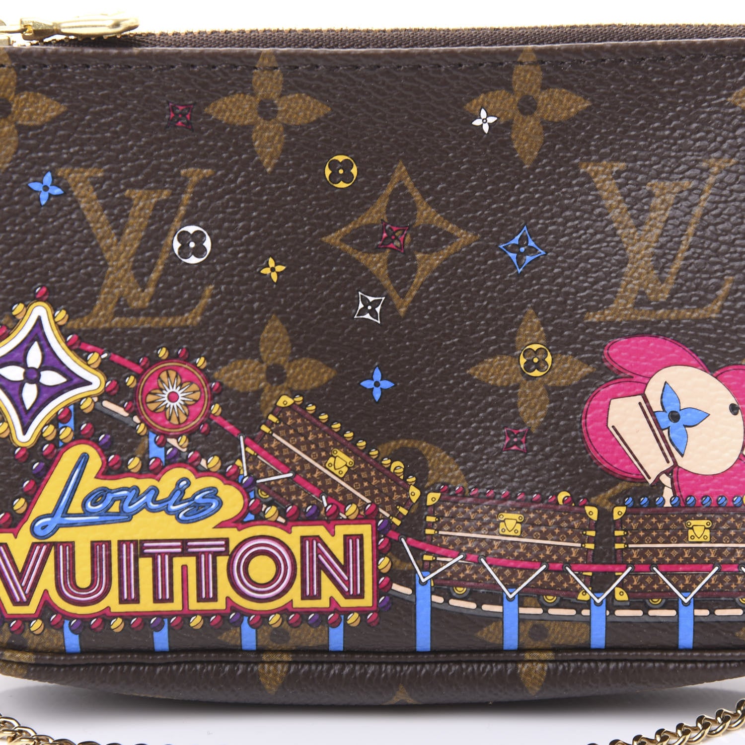 Louis Vuitton Monogram 2020 Christmas Animation Roller Coaster Mini Pochette Accessories Pivoine 10 of 11